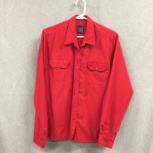 Urge‎ Impulse Mens Long Sleeve Button Up Utility Shirt Red Size Large L